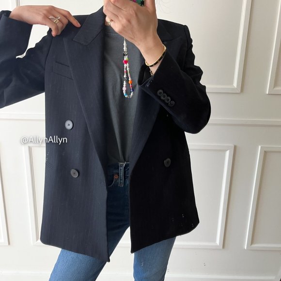 Navy blazer with faint pinstripe - Picture 7 of 12